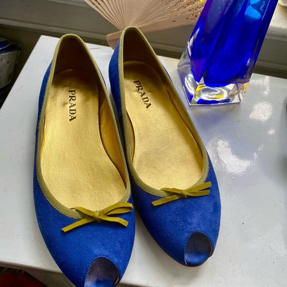 Prada Peep Suede D’orsay Toe Flats size 38 1/2 - Picture 3 of 8